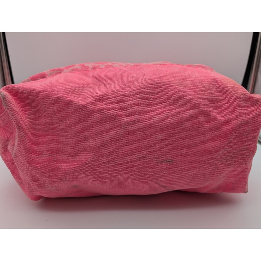 Victoria's Secret PINK Canvas Tote Bag Pink Leopard Print Graphic Zip Top - Picture 6 of 10